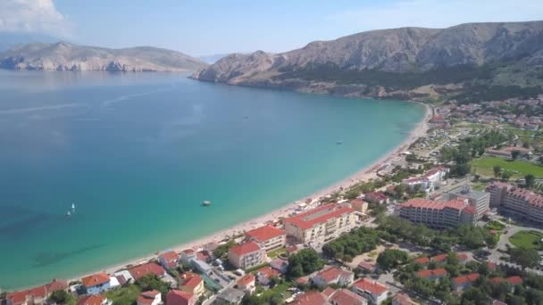 Baska Wyspa Krk Chorwacja Panoramowanie Powietrza — Wideo stockowe