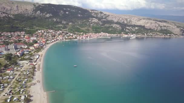 Baska Eiland Krk Kroatië Pannen Uit Lucht — Stockvideo