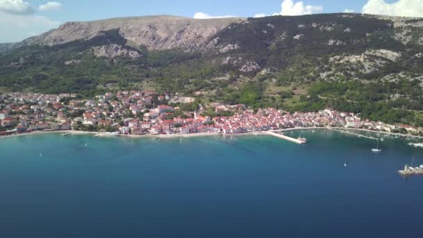 Baska Krk Kroatien Panorering Från Luften — Stockvideo