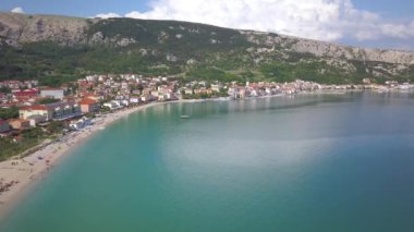 Baska, Krk Island, Hırvatistan-dron görünümü