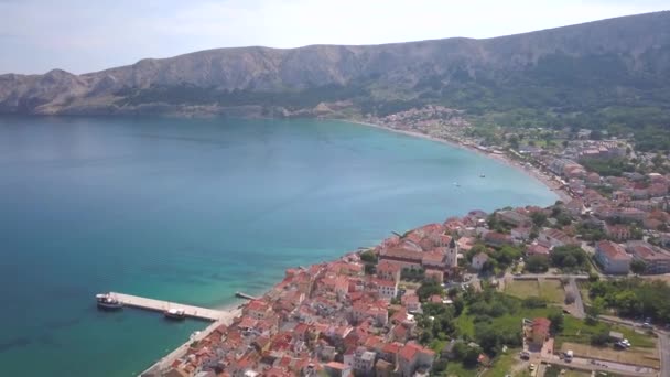 Baska Krk Island Croácia Drone View — Vídeo de Stock