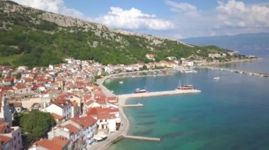 Baska, Krk Island, Hırvatistan-dron görünümü