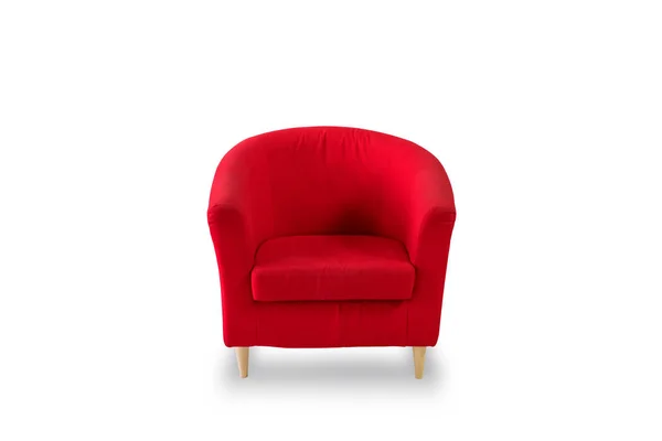 Röd soffa på vit bakgrund i sovrum. — Stockfoto