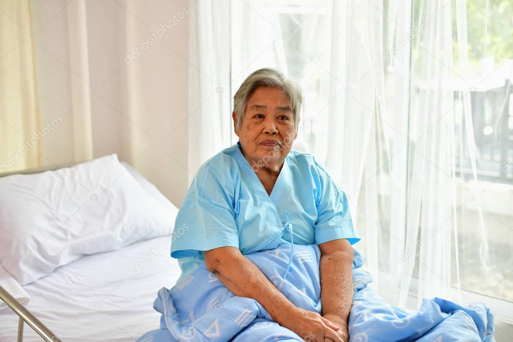 Patient Concept, Grandma's in the hospital, Waiting for someone 