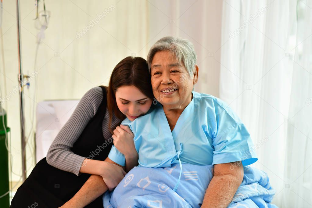 Patient Concept, Grandma's in the hospital, Waiting for someone 