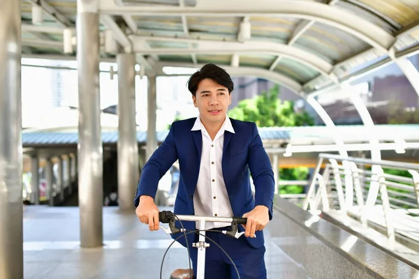 Concept Business people playing sports, Businessmen like to bike