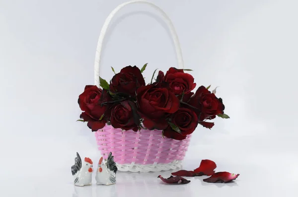 День святого Валентина Концепция, Красная роза на белом фоне . — стоковое фото