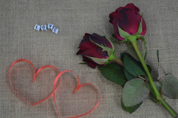 Відправити Лист Червоні Троянди Любов Сповідь Валентина — стокове фото