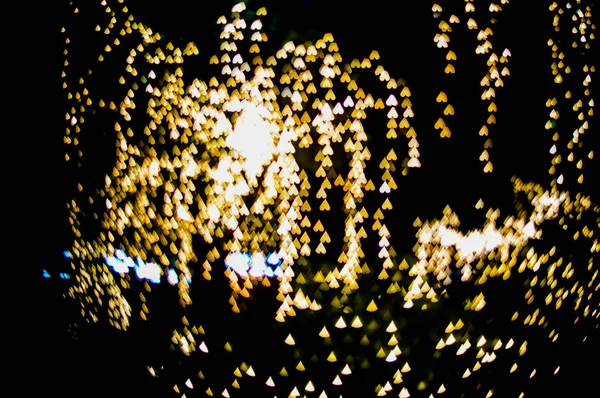 Iluminação Árvores Borrão Bokeh — Fotografia de Stock