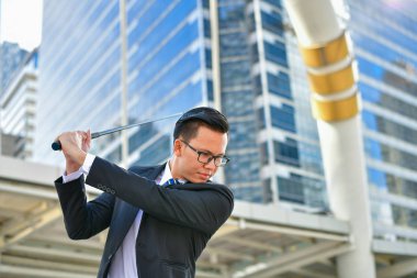 Spor oynarken kavramı iş adamları, işadamları için golf oynamak.