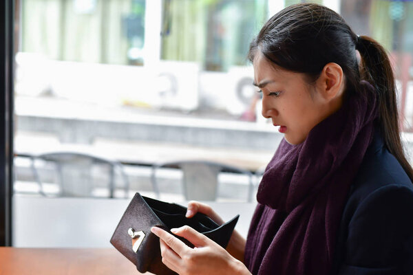 Bankrupt Business Concepts. Beautiful businesswoman was shocked 