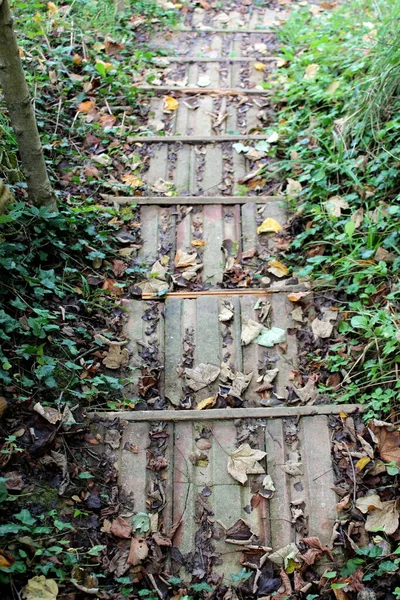 Top View Improvised Homemade Steps Made Old Used Roof Tiles — Stock Photo, Image