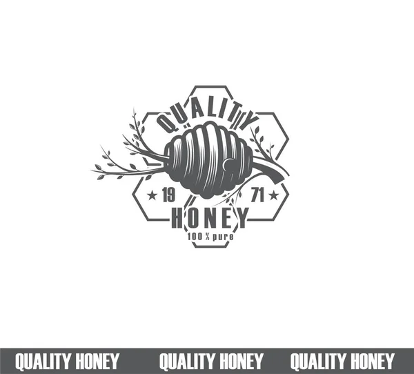 Honey label design. quality honey icon