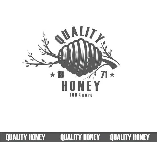 Ontwerp van honing etiketten. kwaliteit honing pictogram, bedrijf concept fabrikant van zuivere honing — Stockfoto