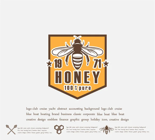 Design av honung etiketter. emblem av honung kvalitet, emblem av företaget. Emballage-ikonen, bakgrund utskrift — Stockfoto