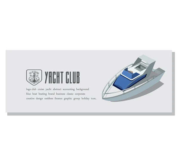 Yacht club, geschilderd speedboot, watersport, vakantie op zee, vector illustratie. Visitekaartje voor waterrecreatie — Stockfoto