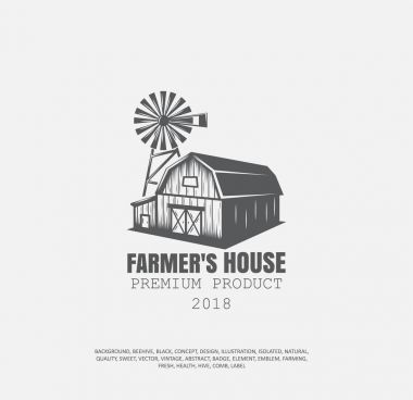 farmhouse logo, agriculture vector, eco products, black emblem, natural product clipart