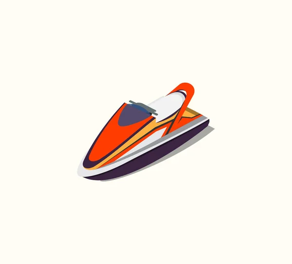 Illustration vectorielle motomarine. icône de loisirs sur le transport maritime. Scooter rouge. conception isométrique — Image vectorielle