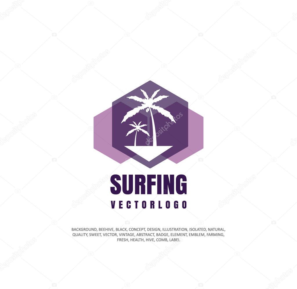 Surfing logo, object silhouette. Vector illustration