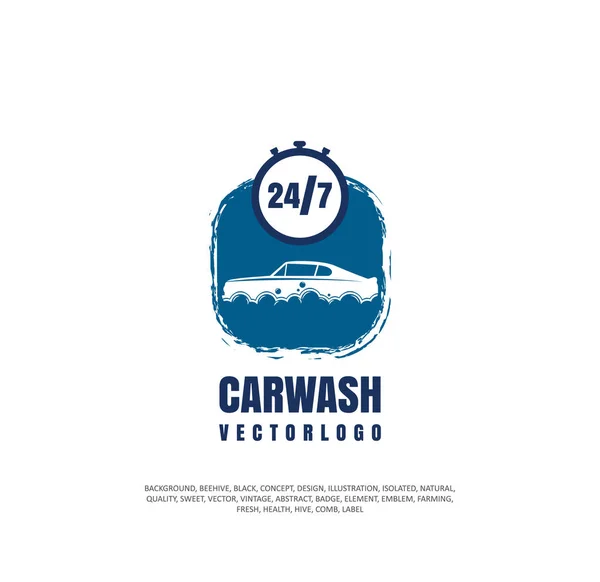 Biltvätt-logotypen, silhuetten av objektet. Vektorillustration, bil rengöring service — Stock vektor