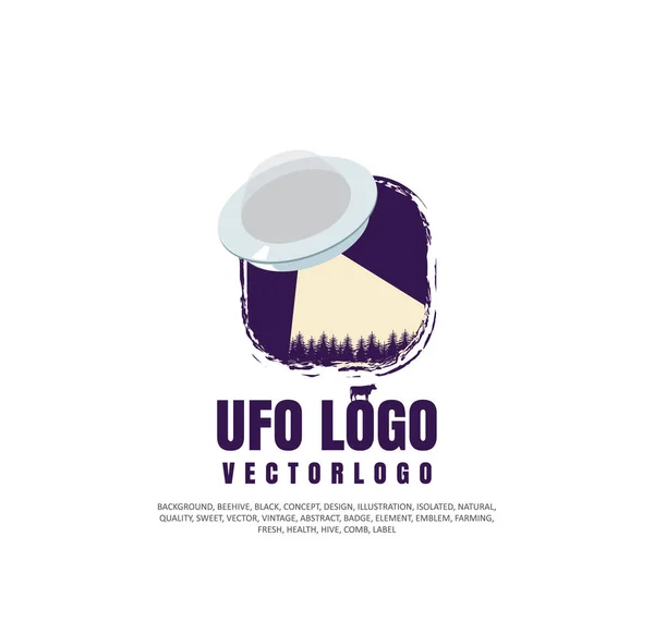 UFO icon. Vector illustration, flying saucer emblem, aliens illustrator — Stock Vector
