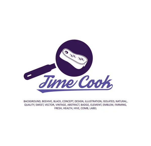 Cook tid, vektorgrafik platt logotyp, ikoner vit bakgrund — Stock vektor