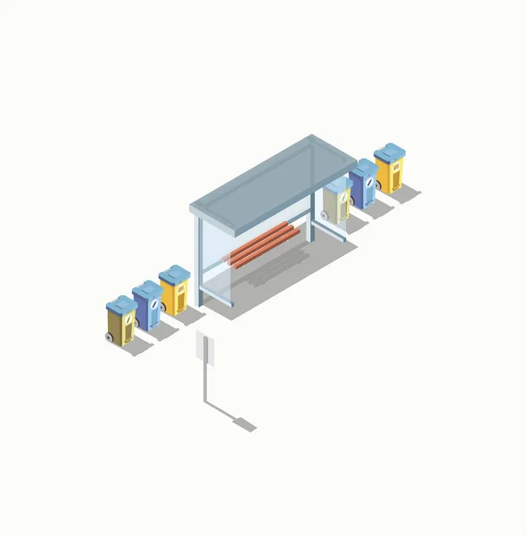 Busshållplatsen isometrier illustration — Stock vektor