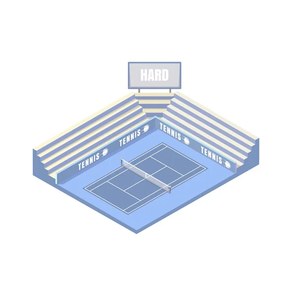 Tennisbaan Synthetische Harde Kaft Blauw Isometrisch Platform Vectorillustratie Tennisspel Open — Stockfoto