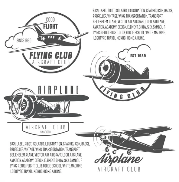 Flying Club Een Set Logo Van Een Luchtvaartclub Retro Transport — Stockfoto