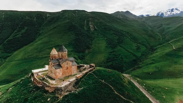 Vieux château dans les montagnes verdoyantes — Photo de stock