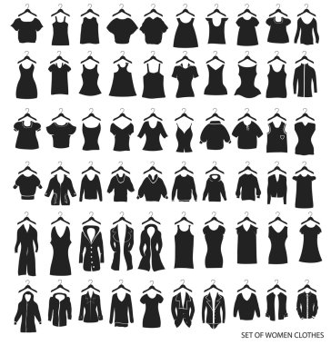 vektör set kadın dış giyim ve elbise 