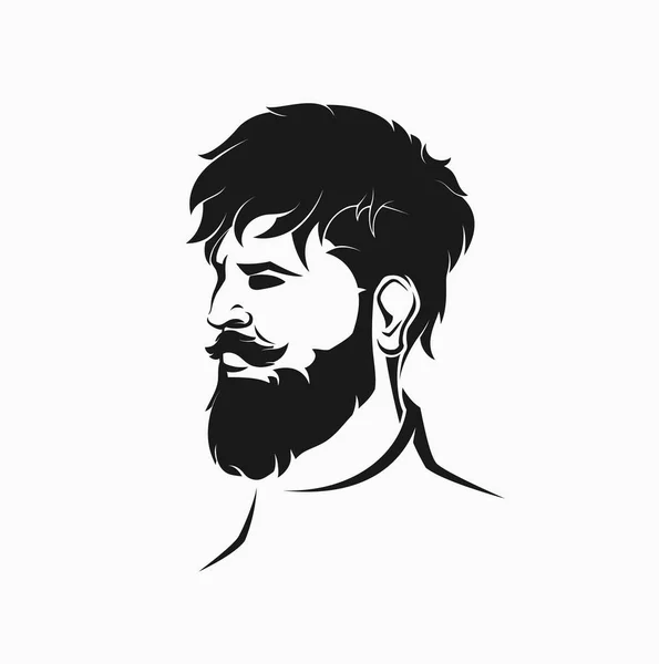 Homem hipster com barba e cabelo — Vetor de Stock