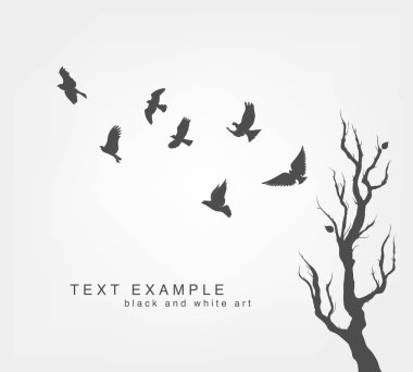 ağacın süzülen Kuşlar sürüsü ile desen