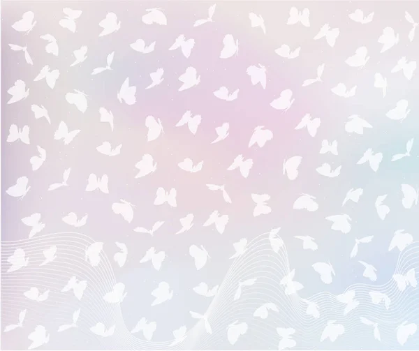 Beyaz kelebekler uçan paterni — Stok Vektör