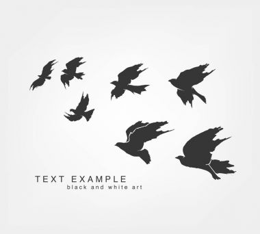desen ile uçan kuş silhouettes