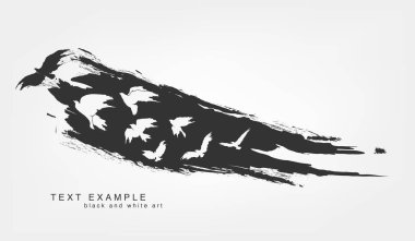desen ile uçan kuş silhouettes