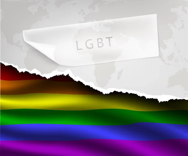 Порванная бумага с тенями ЛГБТ-флага — стоковый вектор