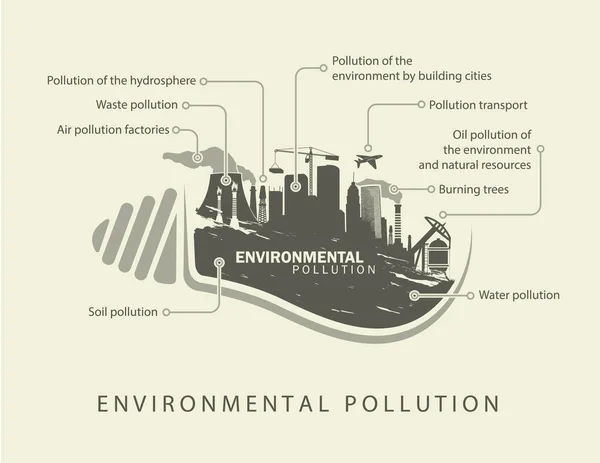 Infografías de la contaminación ambiental — Vector de stock