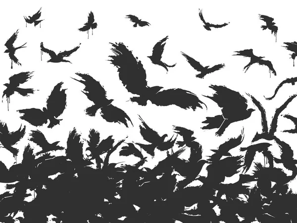 黒の鳥の群れ — ストックベクタ