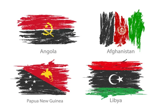 Conjunto de banderas pintadas de difamación de diferentes países — Vector de stock