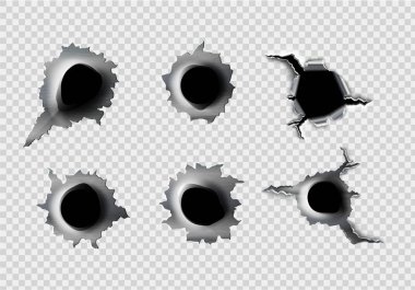 ragged hole in metal from bullets clipart