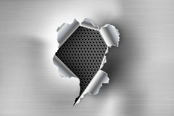 Ragged Hole Torn Ripped Steel Metal Background — Stock Vector