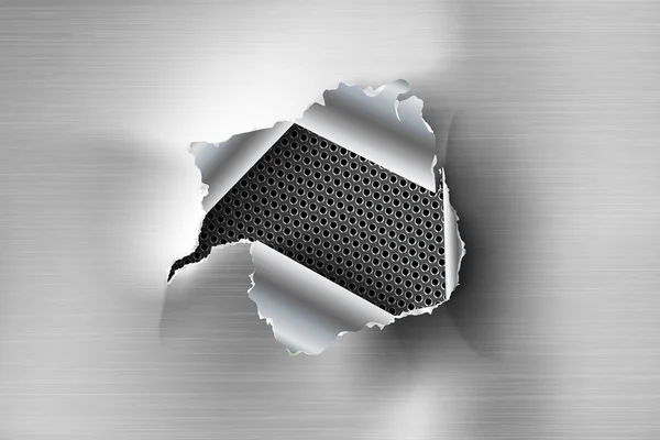 Ragged Hole Torn Ripped Steel Metal Background — Stock Vector