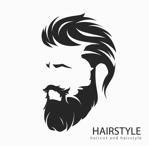 Mens Penteado Hirecut Com Bigode Barba — Vetor de Stock