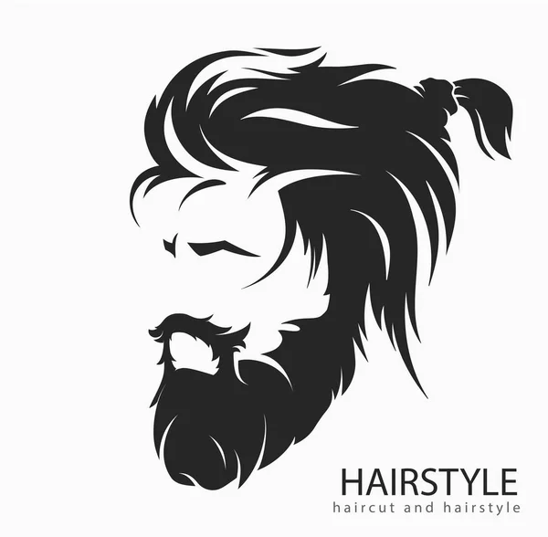 Mens Penteado Hirecut Com Bigode Barba — Vetor de Stock