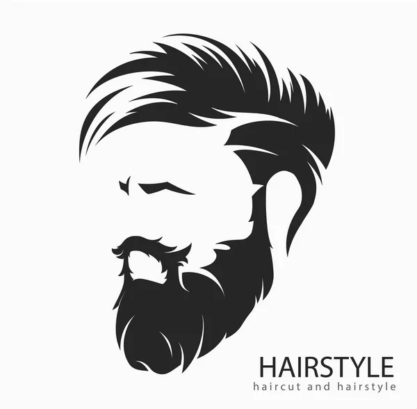 Mens Hairstyle Hirecut Beard Mustache — Stock Vector