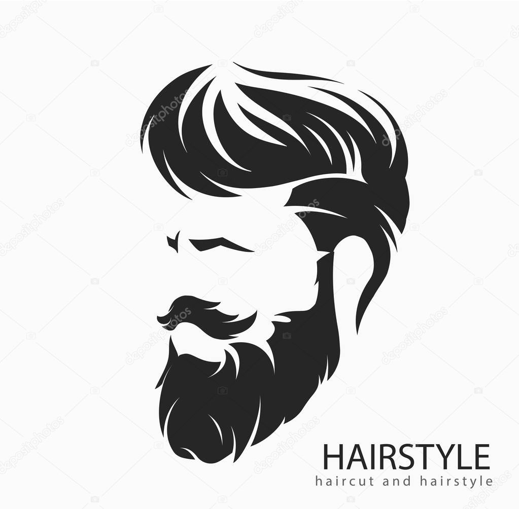 Mens hairstyle and hirecut with beard mustache