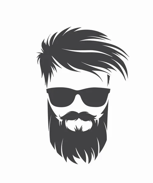 Mens Penteado Corte Cabelo Com Bigode Barba — Vetor de Stock