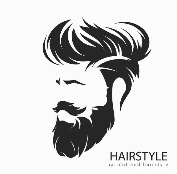 Peinado Para Hombre Hicutt Con Bigote Barba — Vector de stock