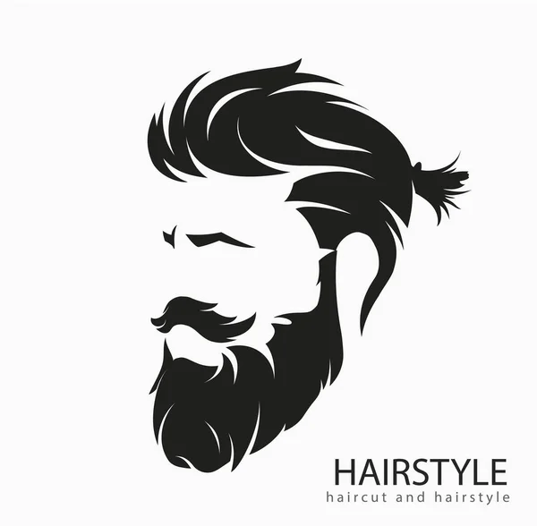 Mens Penteado Hirecut Com Bigode Barba — Vetor de Stock